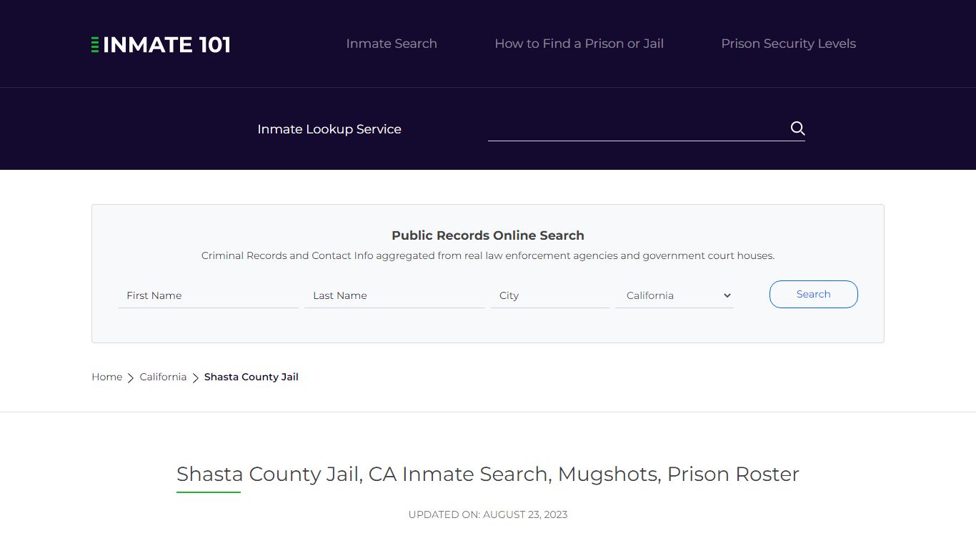 Shasta County Jail, CA Inmate Search, Mugshots, Prison Roster